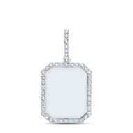 925 Sterling Silver Real Diamond Rectangle | Emerald Memory Frame Pendant 1/6 CT