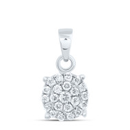 14K White Gold Genuine Diamond Women's Starburst Cluster Circle Pendant 1/4 CT