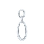 925 Sterling Silver Genuine Diamond Linked Double Oval Journey Pendant 0.03 CT