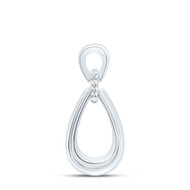 925 Sterling Silver Genuine Diamond Women's Interlocked Teardrop Pendant 0.03 CT