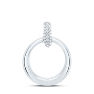 925 Sterling Silver Genuine Diamond Womens Graduated Open Circle Pendant 1/10 CT
