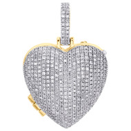 10K Yellow Gold Diamond Heart Memory Picture Frame Locket Pendant Charm 0.90 CT.