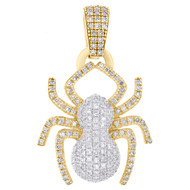 10K Yellow Gold Natural Round Cut Diamond Women's Arachnid Spider Pendant 1/2 CT
