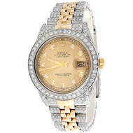 Rolex DateJust 16013 Diamond Watch Two Tone 18K / Steel 36mm Champagne Dial 8 CT