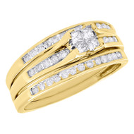10K Yellow Gold Princess Cut Diamond Bridal Set Engagement Wedding Ring 0.65 ct.
