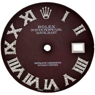 Diamond Roman Numeral Burgundy Dial to Fit DateJust Rolex 36mm Quick Set 1/2 CT.