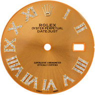 Diamond Roman Numeral Peach Dial to Fit DateJust Rolex 36mm Quick Set 1/2 CT.