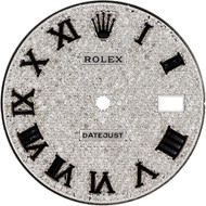 Custom Diamond Pave Dial to Fit Rolex DateJust 36mm White Metal Color Black Enamel Roman Numeral 1.25 CT.