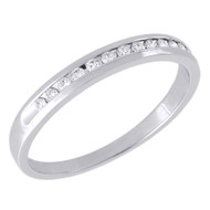 Diamond Wedding Band Ladies 14K White Gold Round Cut Fashion Ring 0.16 Tcw.