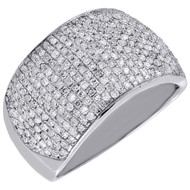 Diamond Fashion Band Ladies 10K White Gold Round Pave Cocktail Ring 1 Tcw.