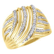 10K Yellow Gold Diamond Ladies Swirled Fashion Band Right Hand Ring 0.10 Ct.