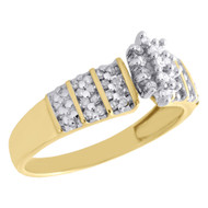 10K Yellow Gold Genuine Diamond Marquise Cluster Right Hand Promise Ring 1/4 CT.