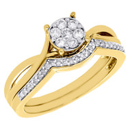 10K Yellow Gold Genuine Round Diamond Wedding Bridal Set Infinity Ring 0.34 Ct.