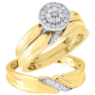 Diamond Trio Set 10K Yellow Gold Ladies Engagement Ring Mens Wedding Band .25 Ct