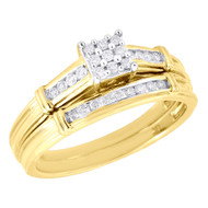 Diamond Wedding Bridal Set 10K Yellow Gold Ladies Engagement Ring 0.22 Ct.