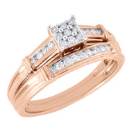 Diamond Wedding Bridal Set 10K Rose Gold Ladies Engagement Ring 0.22 Ct.