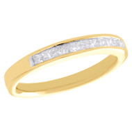 14K Yellow Gold Princess Diamond Wedding Band 3mm Anniversary Ring 0.25 CT.
