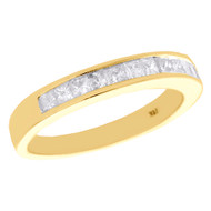 14K Yellow Gold Princess Diamond Wedding Band 3.5mm Anniversary Ring 0.50 CT.