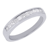 14K White Gold Princess Cut Diamond Wedding Band 3mm Invisible Set Ring 0.50 Ct.