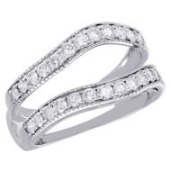 14K White Gold Diamond Enhancer Wrap Jacket Milgrain Edged Wedding Ring 1 Ct.