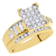 10K Yellow Gold Baguette & Round Diamond Rectangle Ladies Engagement Ring 1 Ct.