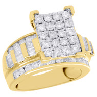 10K Yellow Gold Baguette & Round Diamond Rectangle Ladies Engagement Ring 2 Ct.