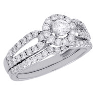 14K White Gold Solitaire Diamond Bridal Set Engagement Ring Wedding Band 1 Ct.