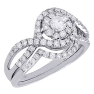 14K White Gold Solitaire Diamond Bridal Set Infinity Engagement Ring 0.95 Ct.