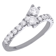 14K White Gold Two Stone Bypass Diamond Love & Friendship Engagement Ring 3/4 Ct