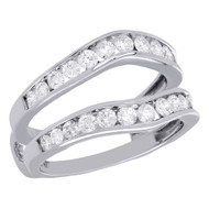 14K White Gold Diamond Enhancer Wrap Jacket Contoured Wave Wedding Ring 1 Ct.