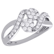 14K White Gold Two Stone Cluster Diamond Infinity Engagement Ring 0.50 Ct.