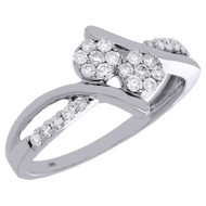 14K White Gold Two Stone Diamond Engagement Ring Love & Friendship Bypass 1/3 Ct