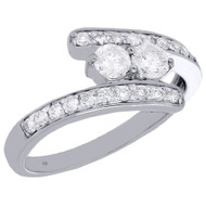 10K White Gold Two Stone Solitaire Diamond Engagement Bypass Ring 3/4 Ct.