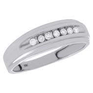 10K White Gold Channel Set Diamond Wedding Band Mens Engagement Ring 1/6 Ct.