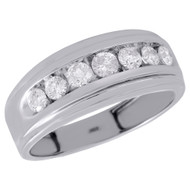 10K White Gold Channel Set Diamond Mens Wedding Band Engagement Ring 0.75 CT.