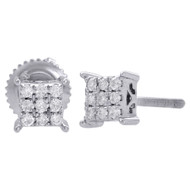 10K White Gold Genuine Diamond Square Studs Small 5.05mm Earrings 0.17 Ct.