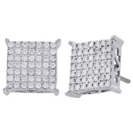 10K White Gold Genuine Diamond Stud 4 Prong 11.60mm Square Earrings 0.75 Ct.