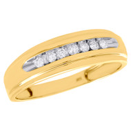 10K Yellow Gold Channel Set Diamond Mens Wedding Band Engagement Ring 0.17 CT.