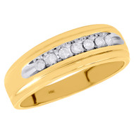 10K Yellow Gold Channel Set Diamond Mens Wedding Band Engagement Ring 0.25 CT.