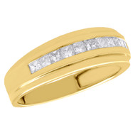 10K Yellow Gold Princess Cut Diamond Wedding Band Mens Engagement Ring 0.75 Ct.