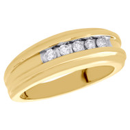 14K Yellow Gold Channel Set Diamond Wedding Band Mens Engagement Ring 0.25 Ct.