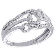 10K White Gold Split Shank Diamond Multi Circle Design Fashion Ring Band 1/8 CT.