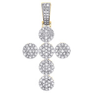 10K Yellow Gold Round Diamond Religious Cross Pendant 1.90" Statement Charm 2 CT