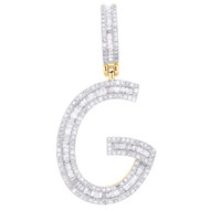 10K Yellow Gold Baguette Diamond Initial G Pendant 1.55" Letter Charm 3/4 CT.
