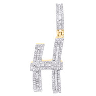 10K Yellow Gold Baguette Diamond Initial H Pendant 1.55" Letter Charm 7/8 CT.