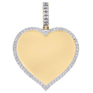 10K Yellow Gold Diamond Heart Shape Memory Picture Frame Women's Pendant 0.20 Ct.