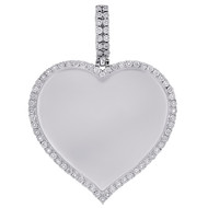 10K White Gold Diamond Heart Shape Memory Picture Frame Women's Pendant 0.20 Ct.