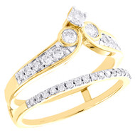 14K Yellow Gold Diamond Engagement Ring Enhancer Women's Crown Wrap 1/2 Ct.