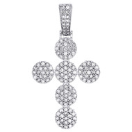 10K White Gold Round Diamond Religious Cross Pendant 1.90" Statement Charm 2 CT.