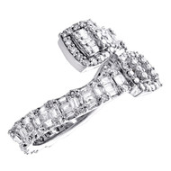 10K White Gold Baguette Diamond Bypass Eternity Cocktail Right Hand Ring 1 Ct.
